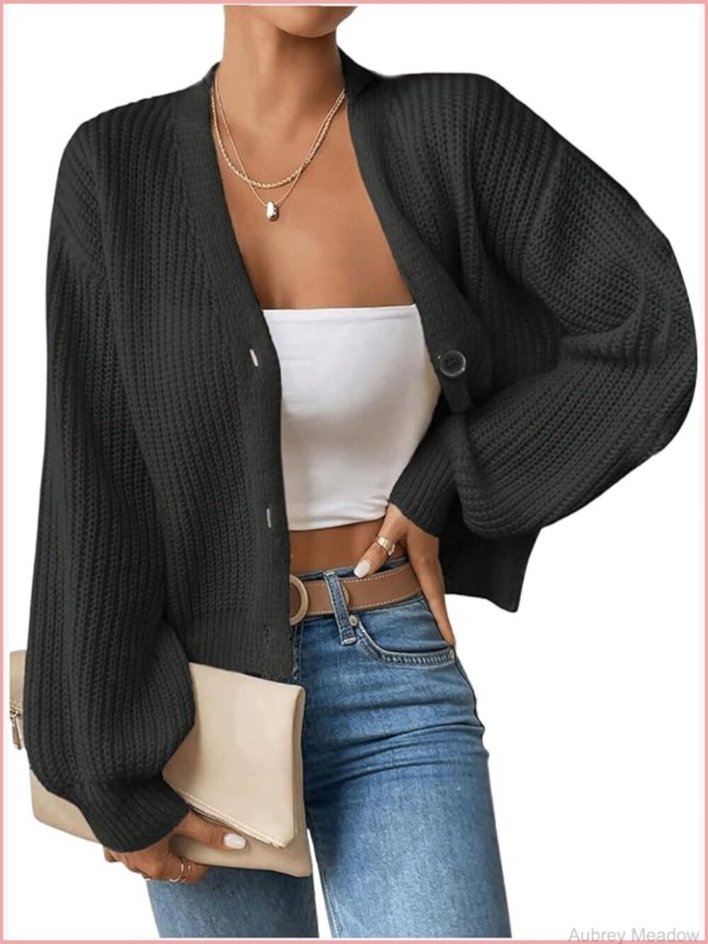 Women's V-Neck Cardigan Sweater Button Down Long Sleeve Casual Knitwear
